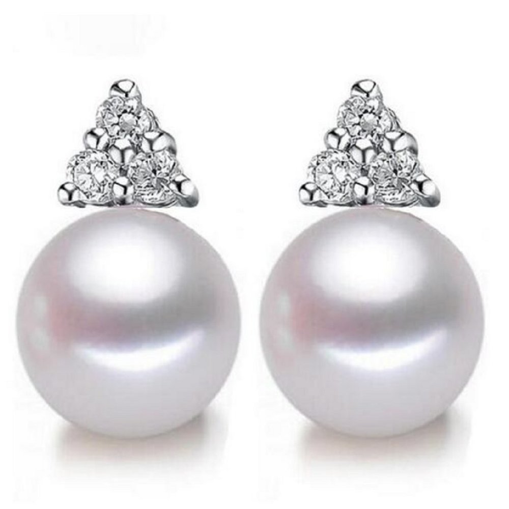 Fifth Avenue Marquise Cut Zirconia Pearl with Rhidium Plated Earring Drop